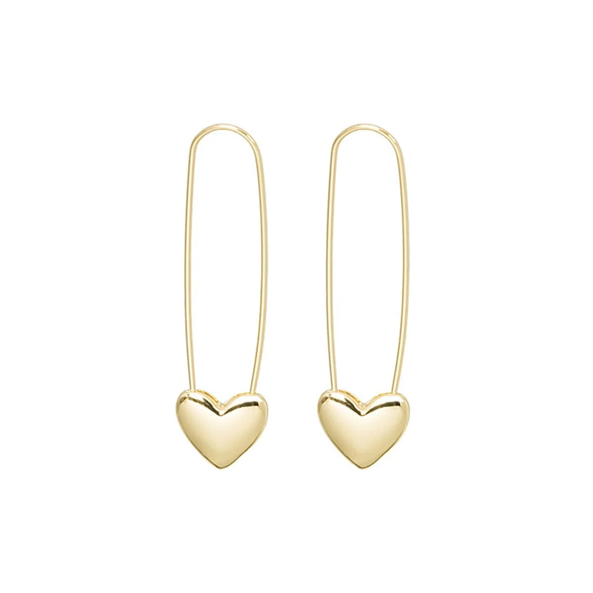 Green Goldtone Heart Pin Earrings Luxury