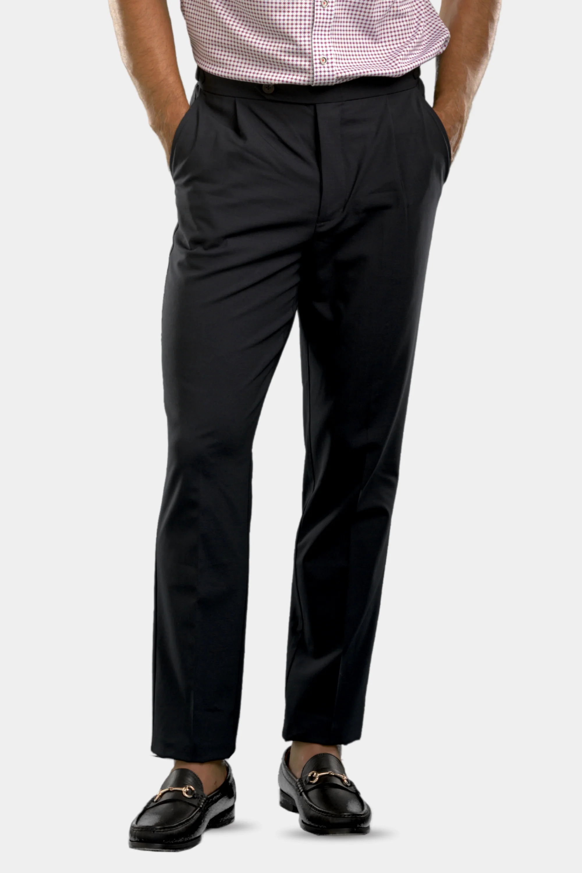 Genuine Pleated Wool Trouser Pants - Navy Elegant