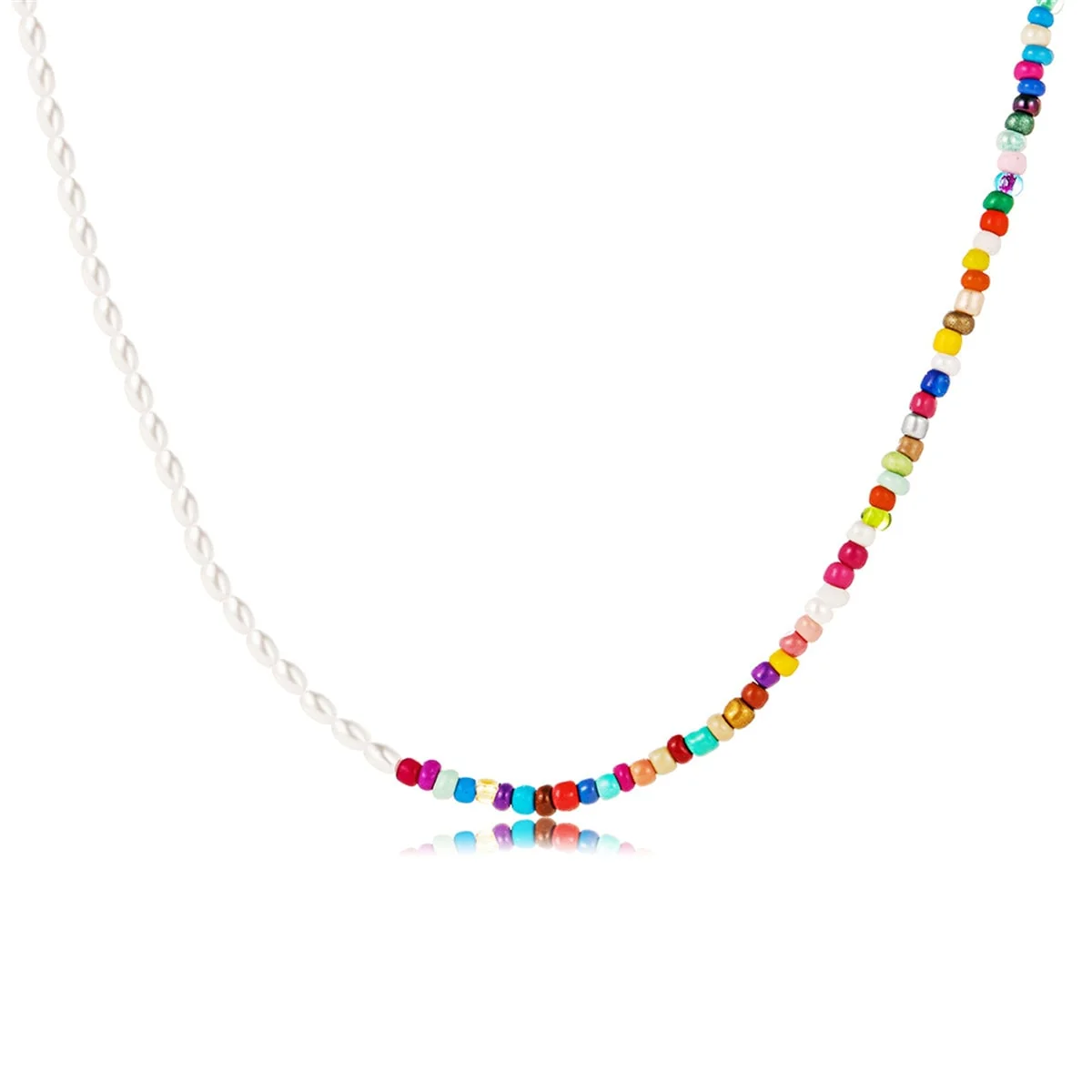 Effective Red Multicolor Howlite Pearl Goldtone Beaded Choker Necklace Unique