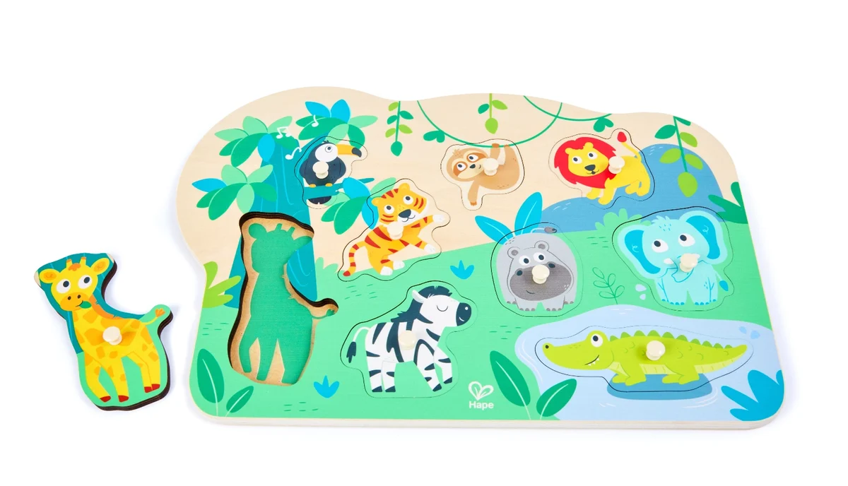 Professional Wild Animals Peg Puzzle Green