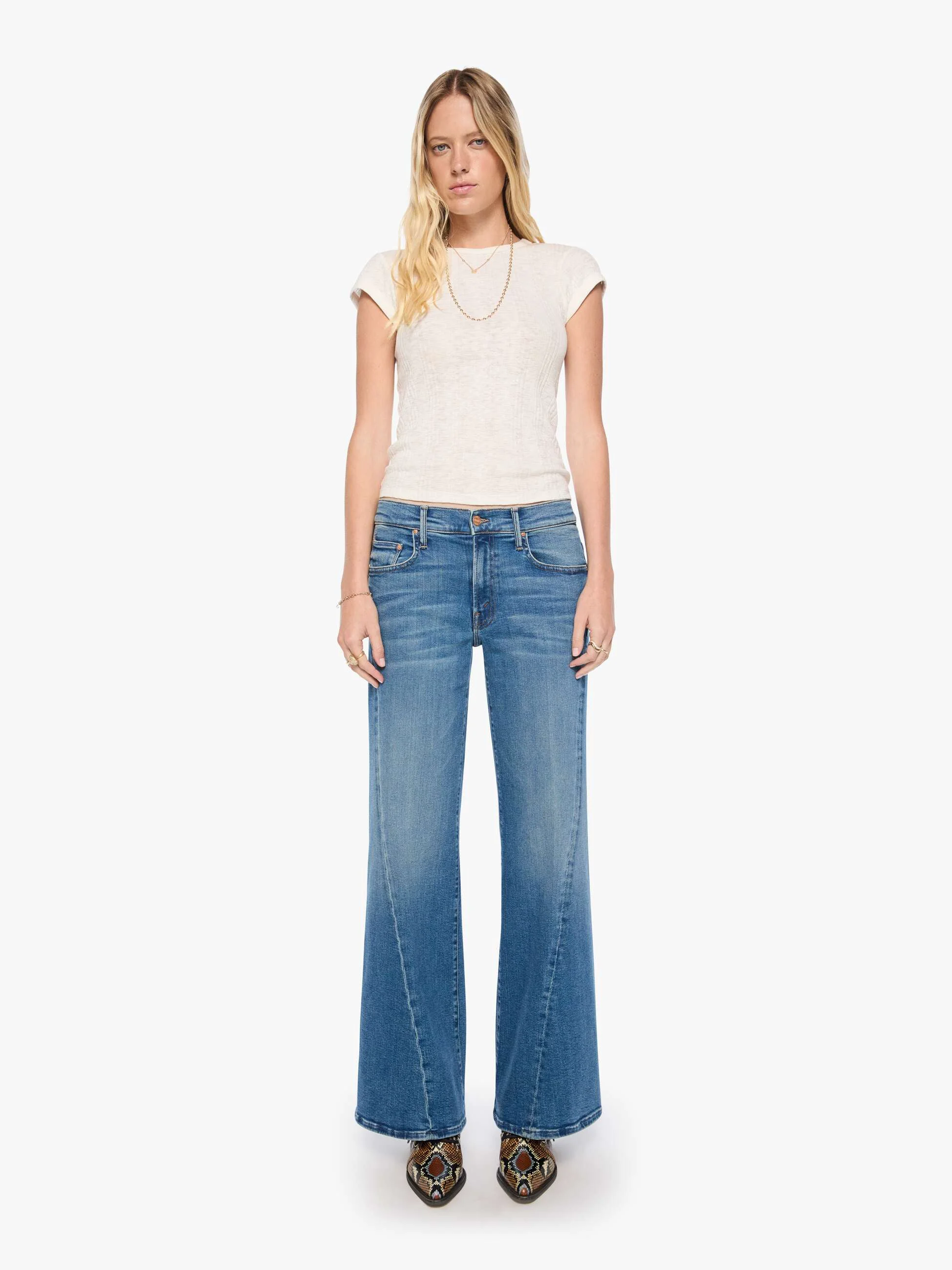 Healthy MOTHER Denim Mr Sidestepper Twist Sneak Jeans in Strike It Rich Pure