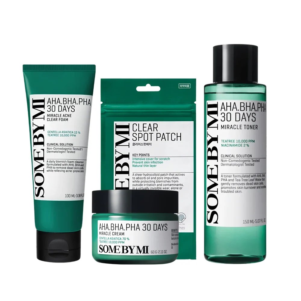 Comfortable MOIDA SET SOMEBYMI AHA BHA PHA Acne Care Routine for Blemish-Prone Congested Skin Cleanser Toner Cream Patches Special Price Lightweight