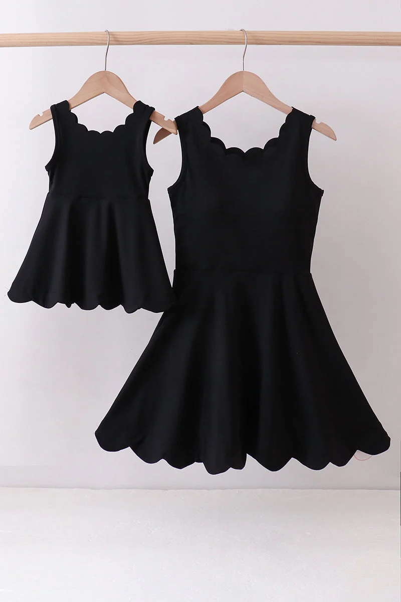Proven Black scalloped active mom me dress Organic