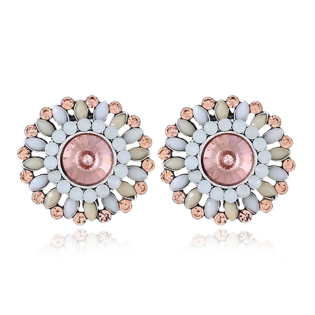 Lightweight Champagne Crystal Cubic Zirconia Round Stud Earrings Casual