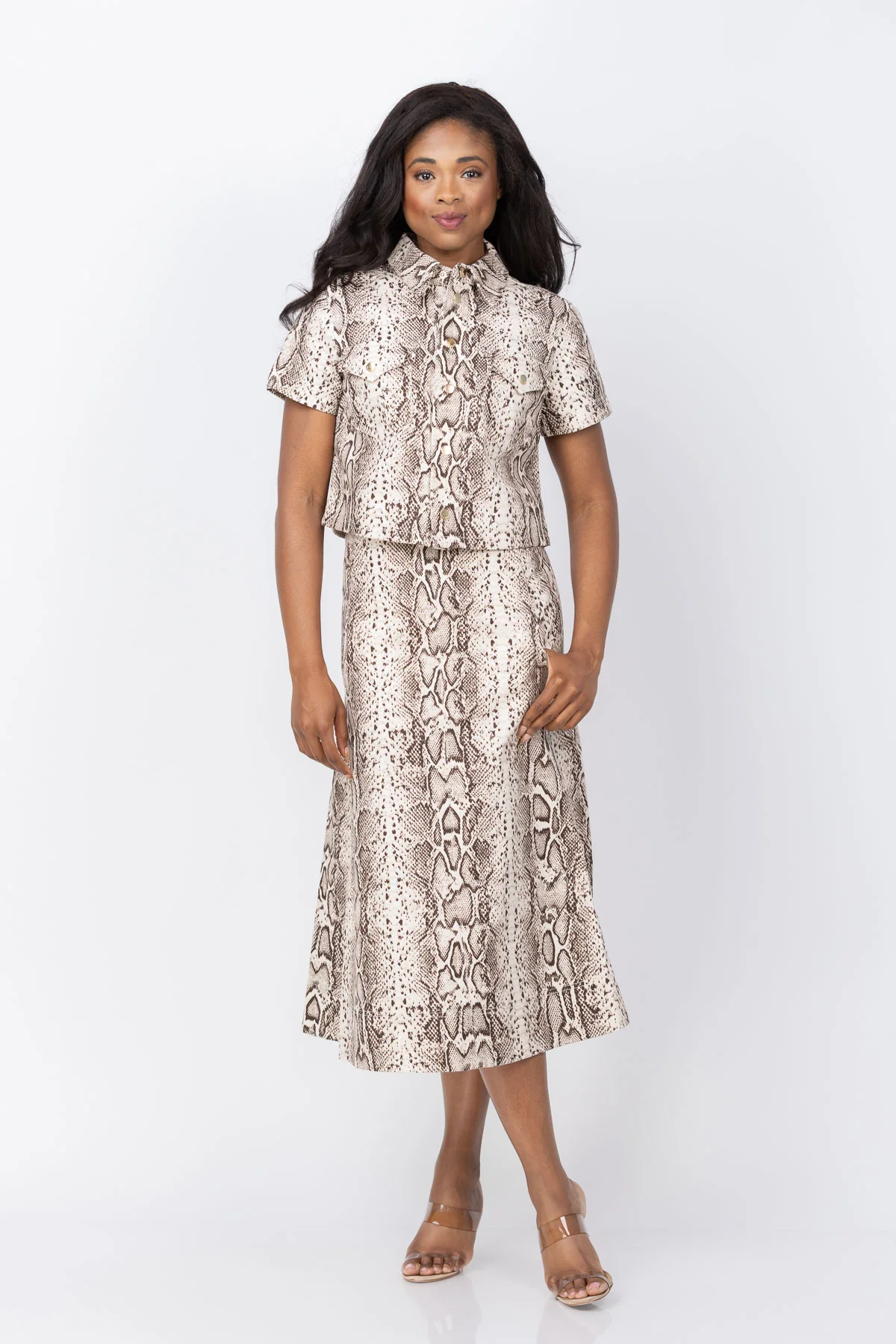 Authentic Cara Cara Paro Top in Classic Snake Grey Minimalist