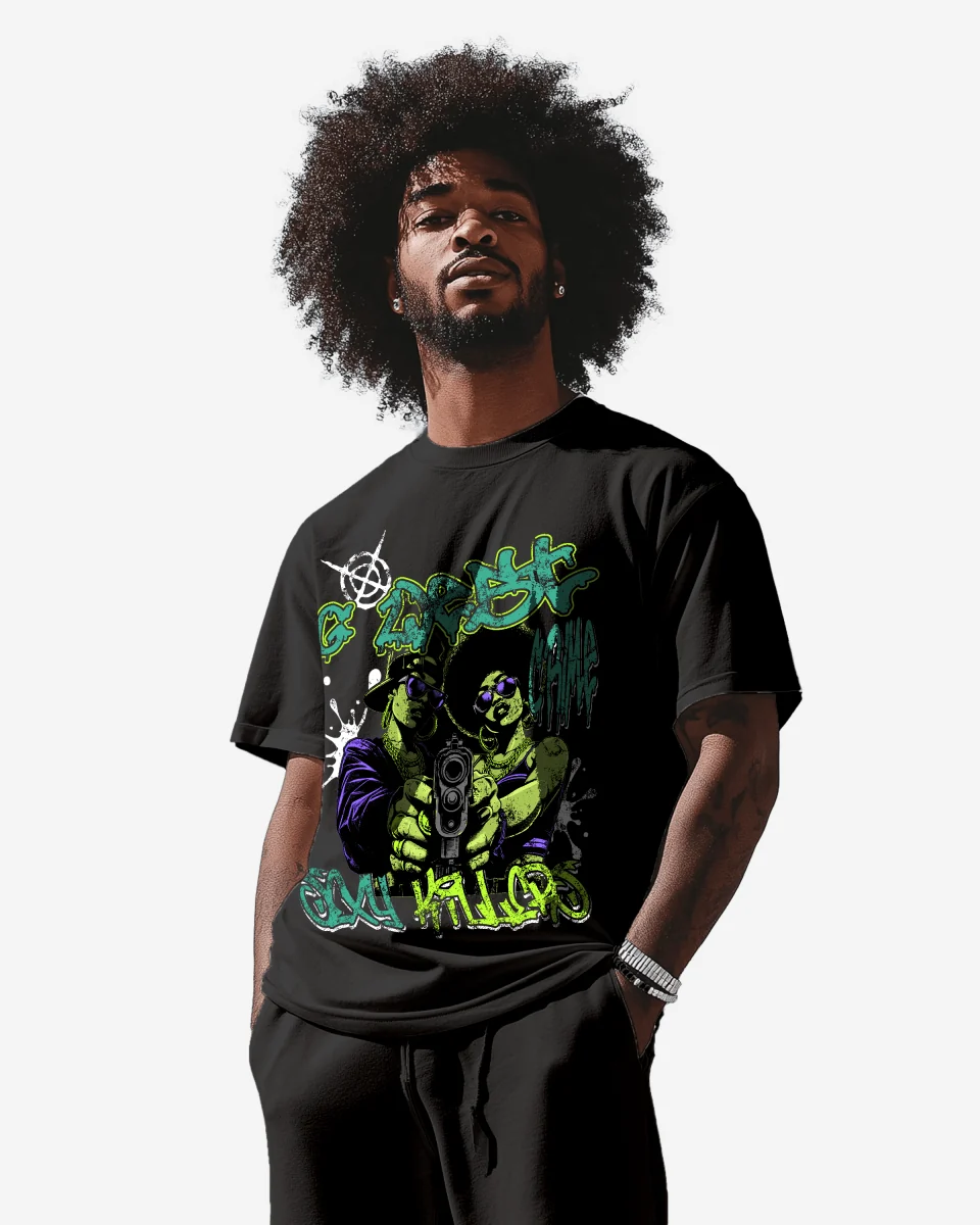 Smooth G West Rhinestone Trigger Twins Oversized Tee Fine