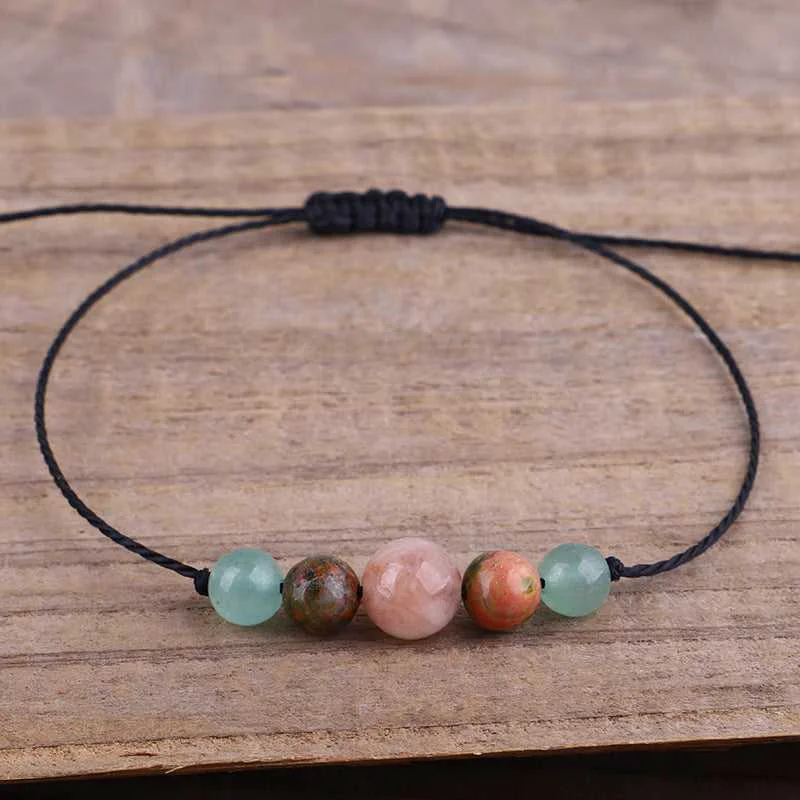 Carefully Designed Green Pink Quartz Beaded Adjustable Bracelet User-Friendly