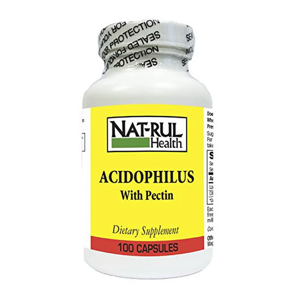Outstanding Nat-Rul Health Probiotic Acidophilus with Pectin Capsules 100 Ea Verified