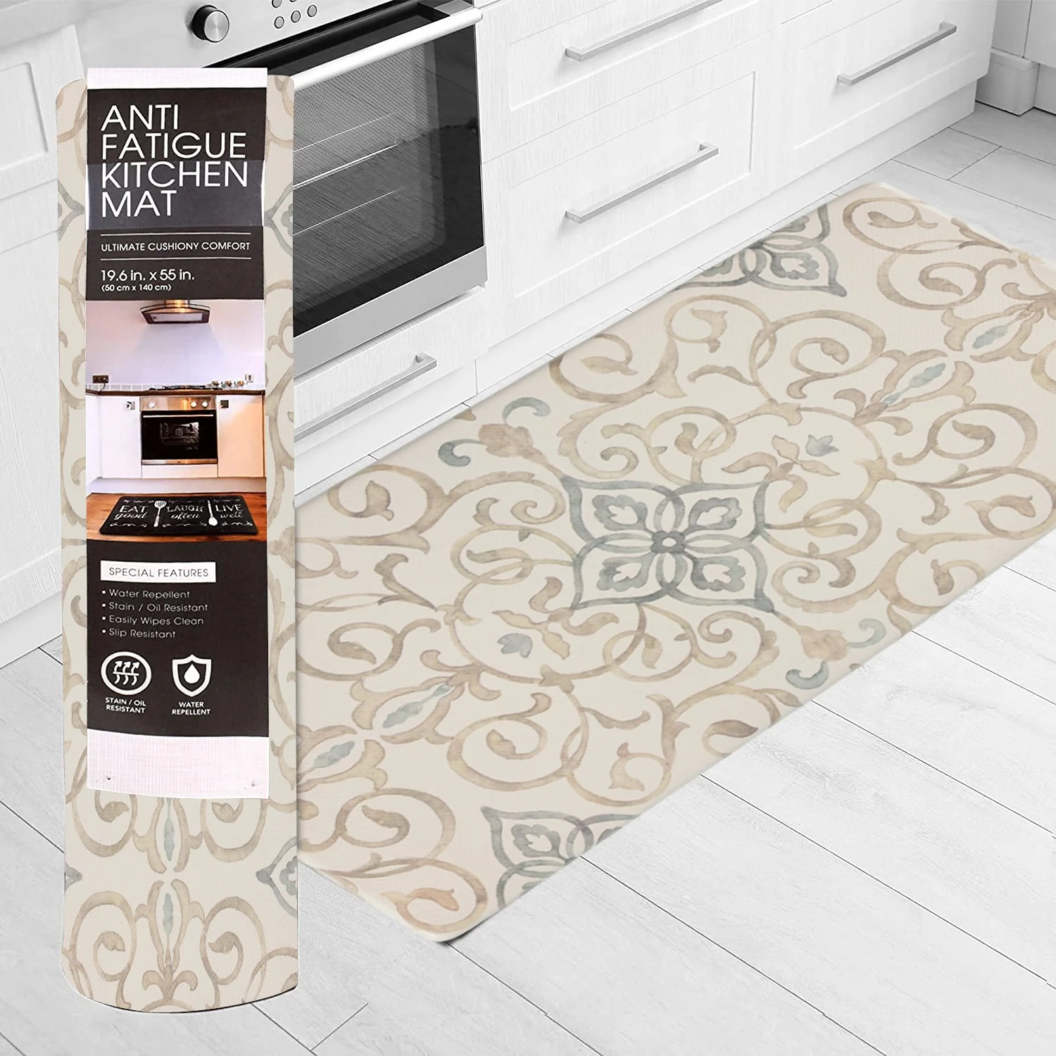 Recyclable 20 x39 Anti-Fatigue Embossed Floor Mat Rustic Medallion Easy-to-Use