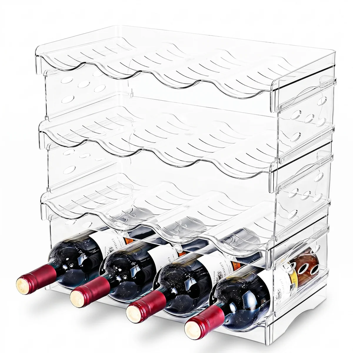 High-Quality 4-Tier Stackable Wine Bottle Holder Long-Lasting