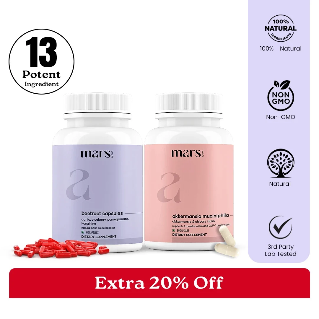 Durable FusionFlow GLP-1 Combo Mars Beetroot Nitric Oxide Booster Mars Akkermansia Muciniphila Capsules Healthy