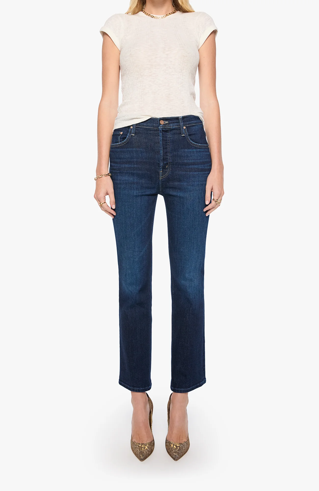 Premium Material MOTHER Denim The Tripper Flood in Hard Stop Honey Flexible