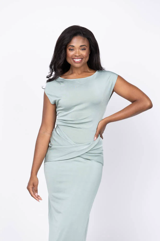 Enhanced Simkhai Lorra Off Shoulder Top in Sea Glass Consistent