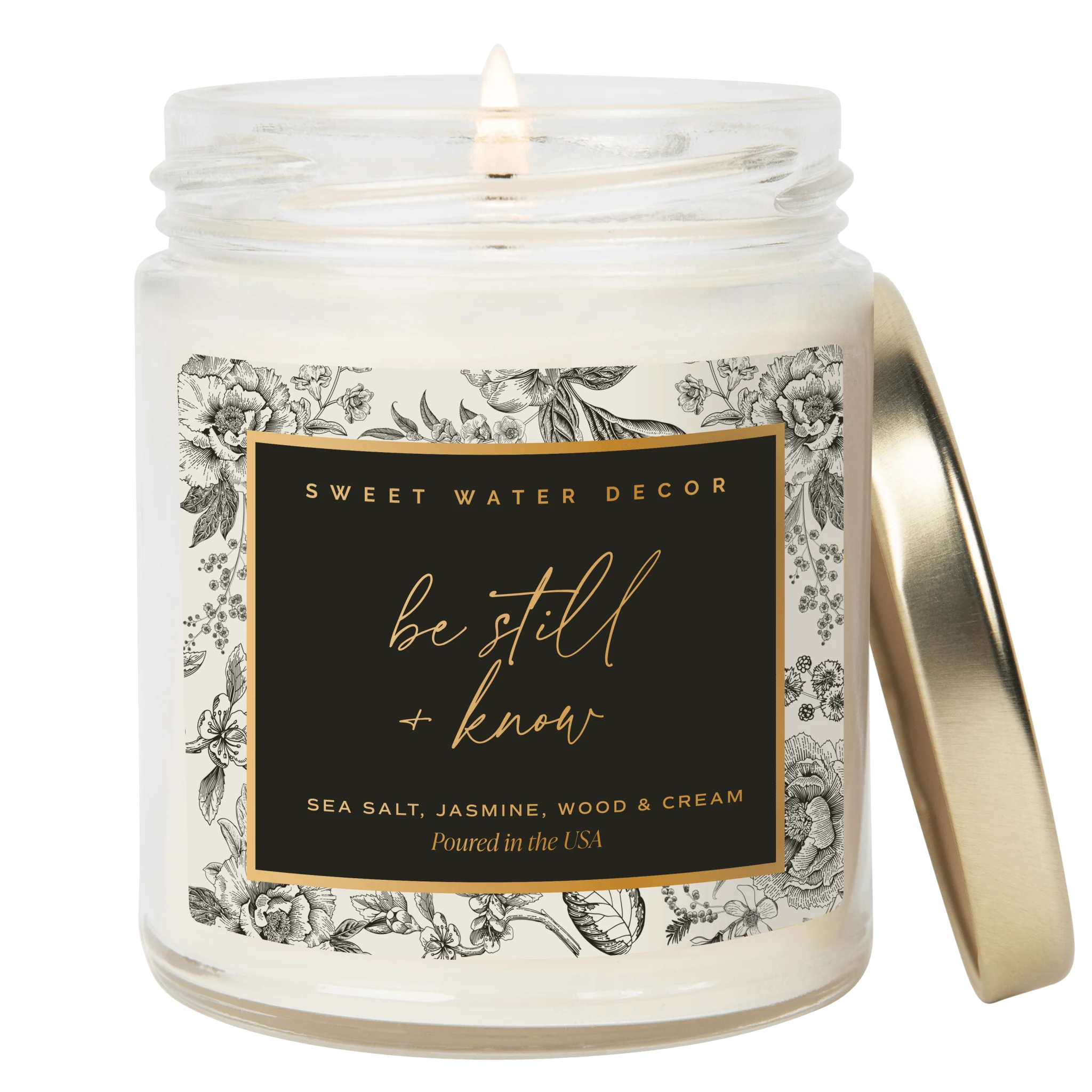 World-Class Be Still and Know Soy Candle - Clear Patterned Jar - 9 oz Modern
