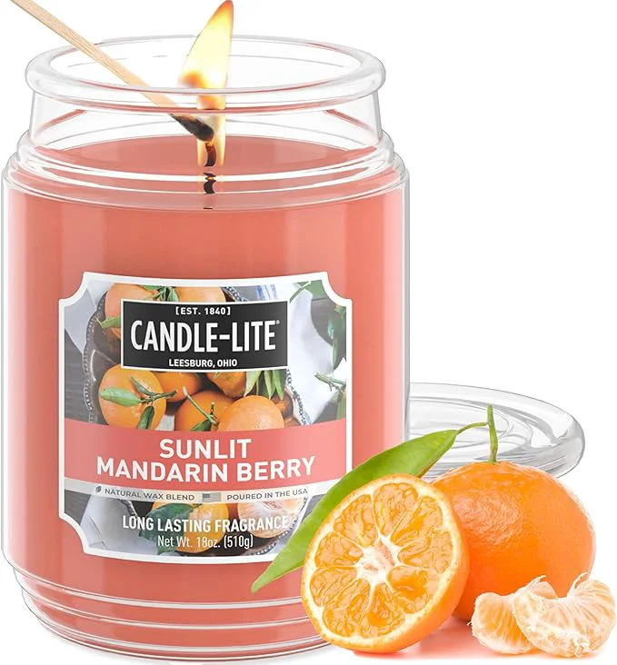Artisan Candle-lite Scented Candles Sunlit Mandarin Berry 18 oz Jar Proudly Poured Organic