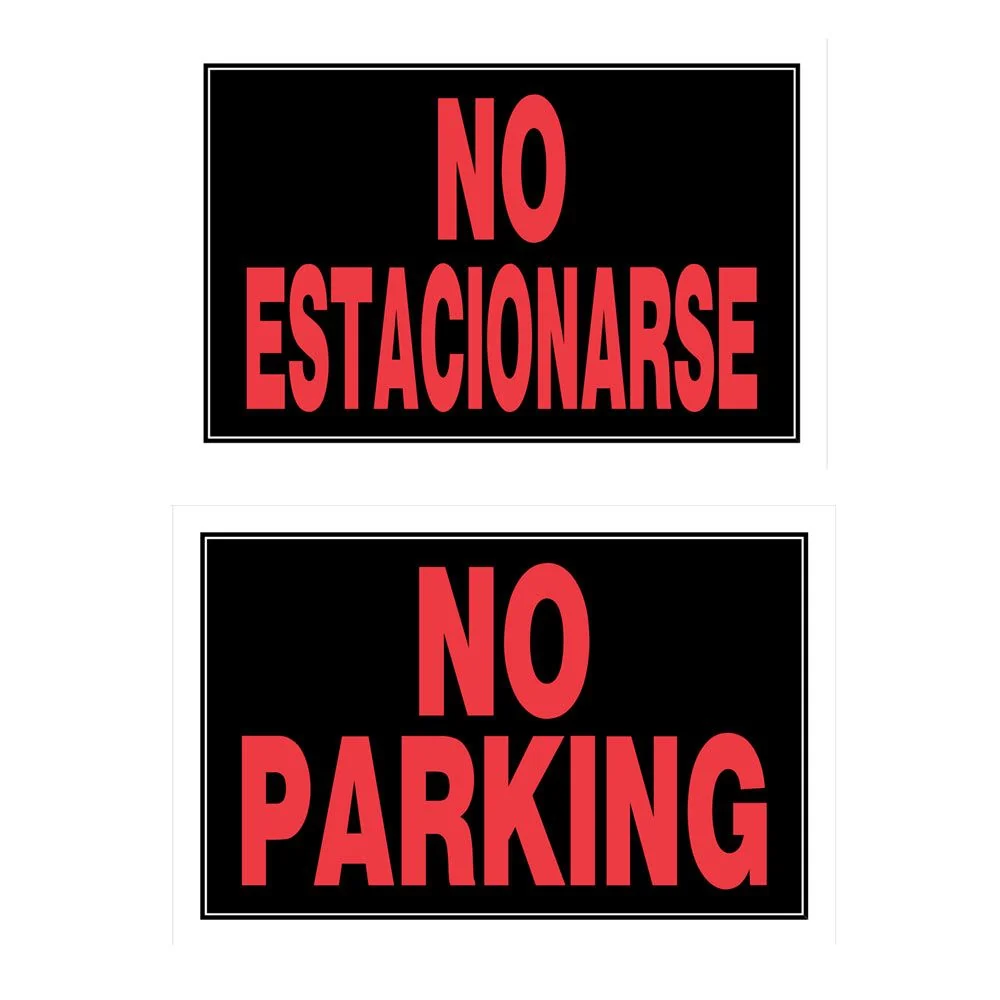 Advanced Hillman 8 in. x 12 in. Bilingual 2-Sided No Parking Sign Green