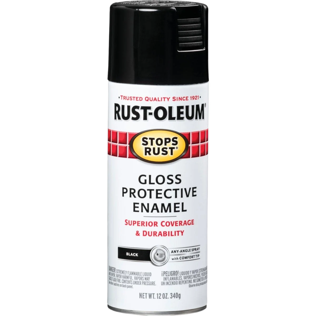 Advanced Rust-Oleum Black Gloss Protective Enamel Spray Paint 12 oz. Selected