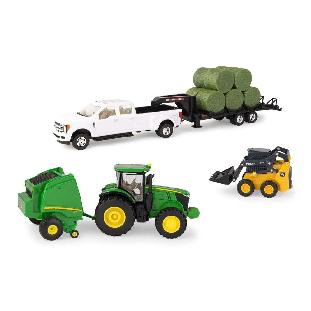 World-Class TOMY John Deere 1 32 Scale Round Bale Haying Set Clean