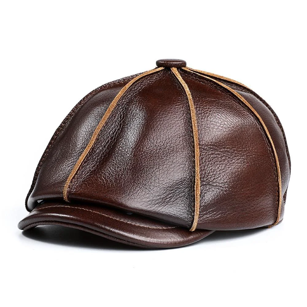 Versatile Piel Newsboy Gorra con orejeras Prestigious