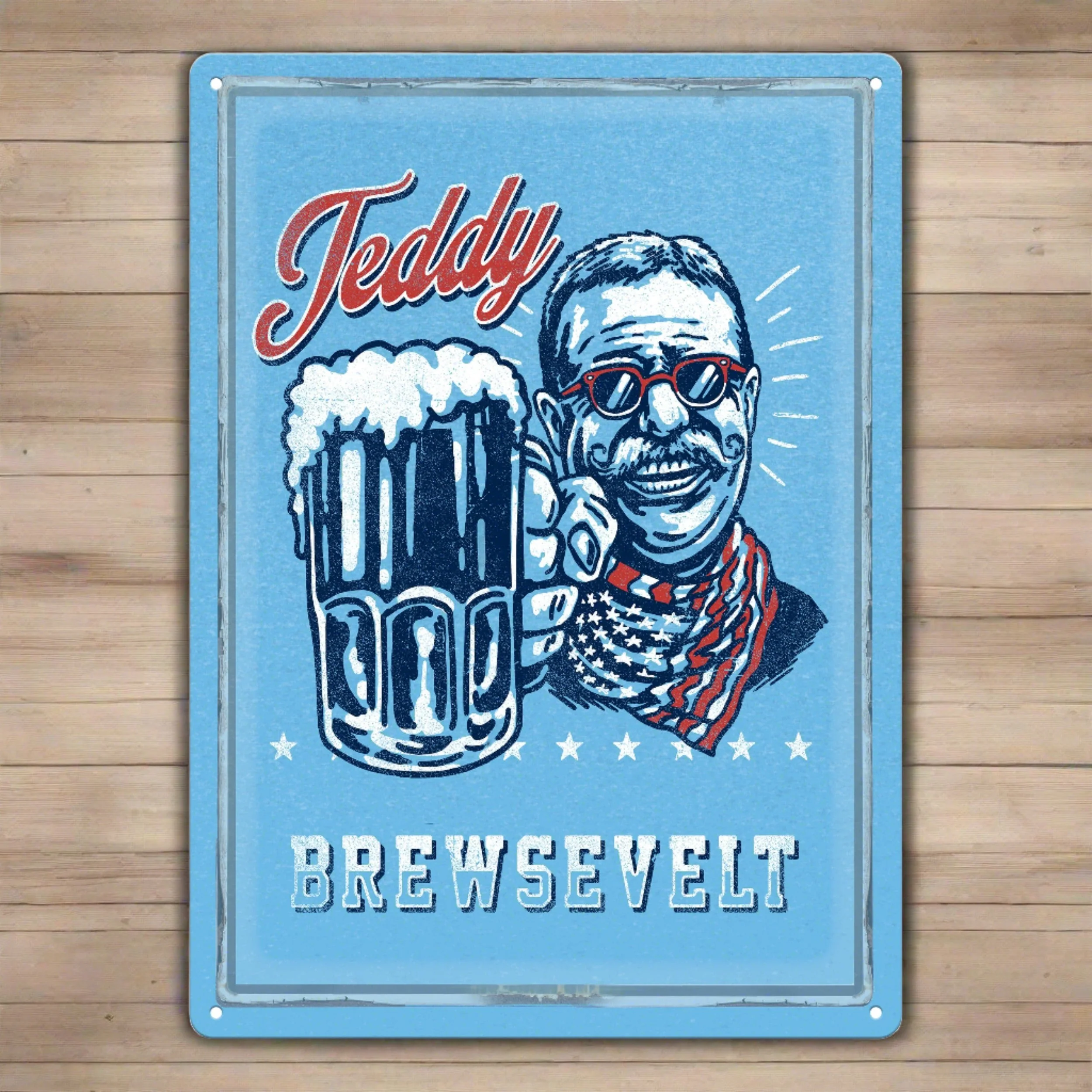 World-Class Tin Sign 12in x 17in-Teddy Brewsevelt High-Grade