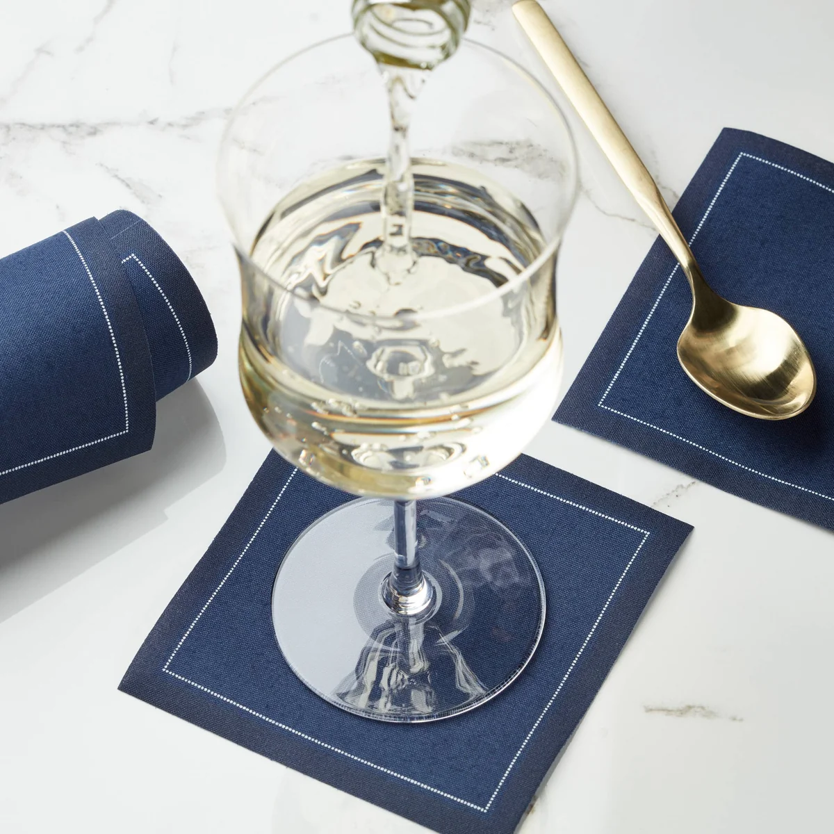 Versatile MY DRAP Cocktail Napkin Petrol Blue Traditional