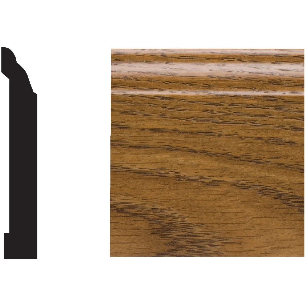 Versatile Royal 9 16 In. W. x 3-1 4 In. H. x 8 Ft. L. Highland Oak PVC Interior Colonial Base Molding Casual