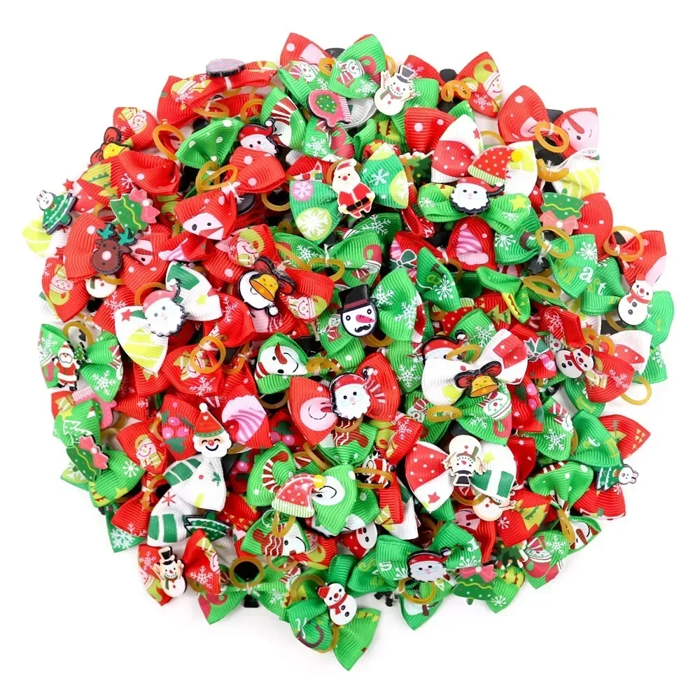 Prestigious Christmas Dog Hair Bows with Rubber Bands - Handmade Grooming Accessories 50 1000 Pack Versatile