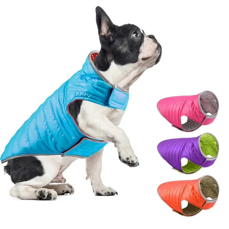 Organic Reversible Waterproof Winter Down Jacket for Small Medium Dogs Flexible