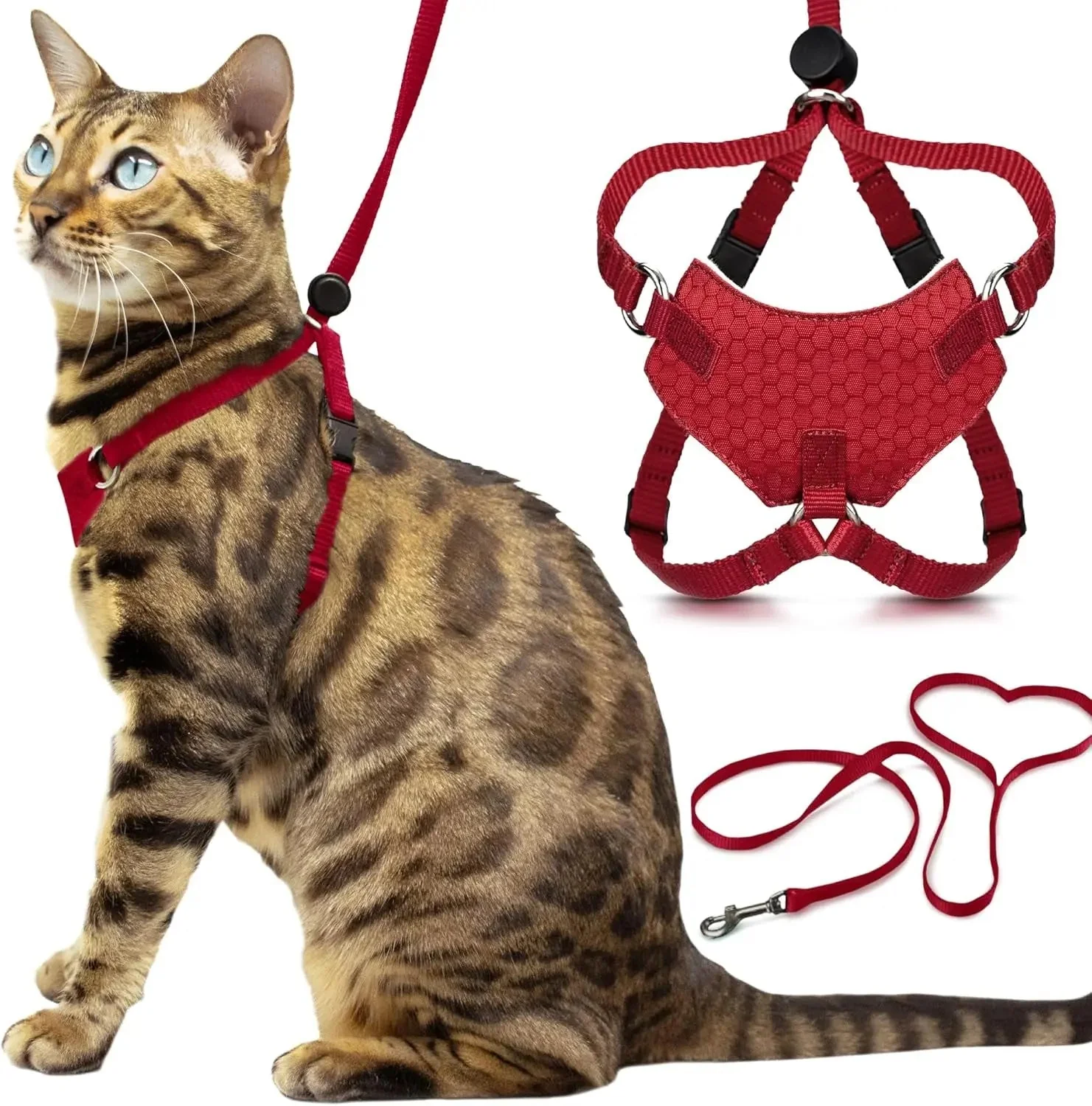 Relaxed Cat Harness Escape Proof Adjustable Leash Set Reflective Walking Vest Durable