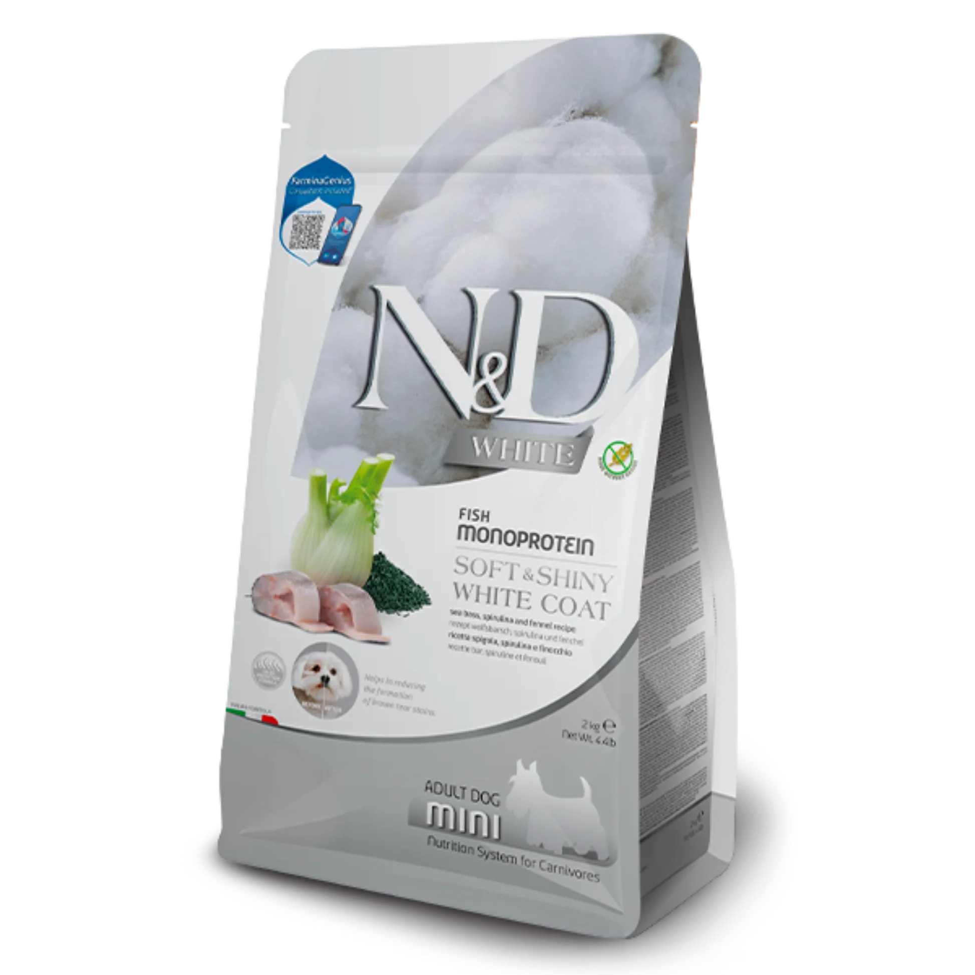Authentic Farmina N D White Coat Sea bass Kelp and Fennel recipe Dry Dog Food Organic