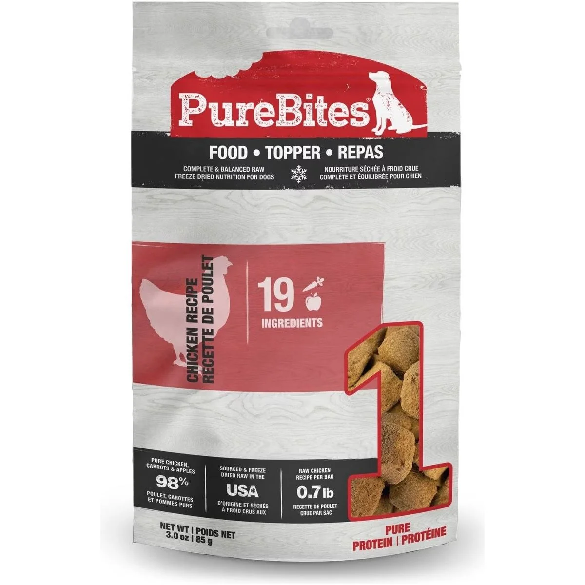 Modern PureBites Chicken Food Topper for Dogs — Single Ingredient 3 oz Artisan