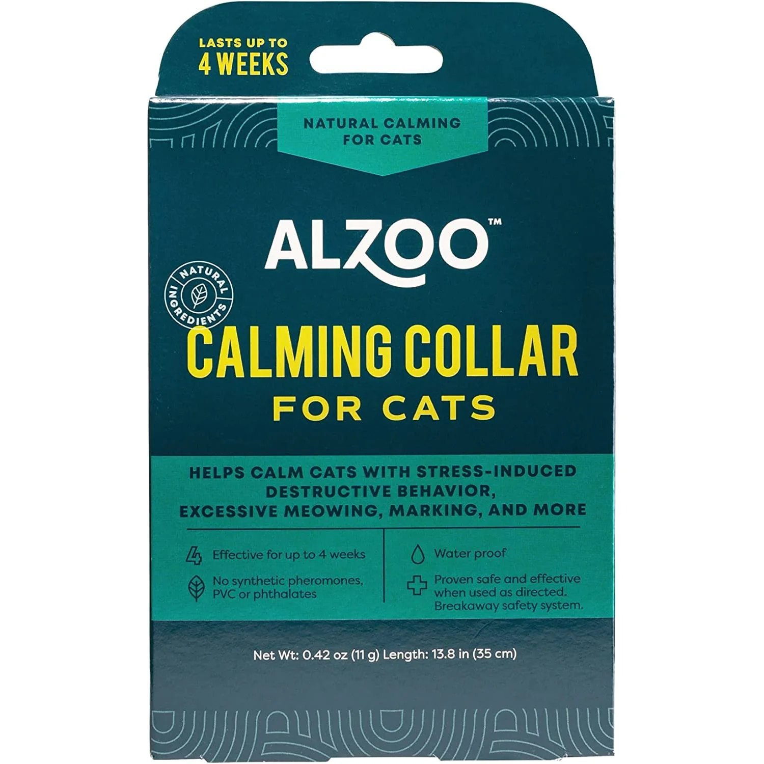 Flexible ALZOO All-Natural Calming Collar for Cats Functional