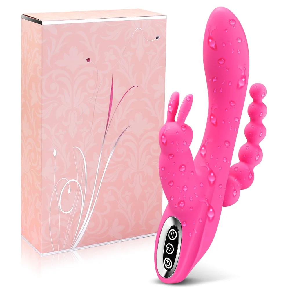 Fashionable 3 In 1 Rabbit Vibrator Dildo Rechargeable Vibrator High-Grade