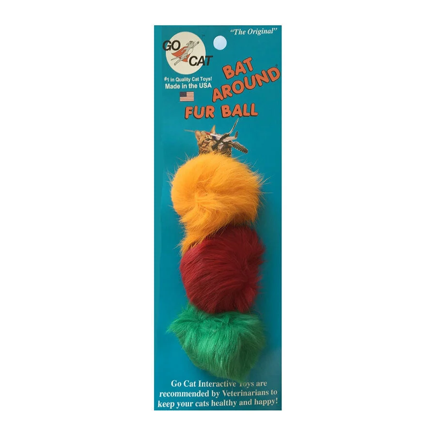 Durable Go Cat Bat Arounds Fur Balls Cat Toy — 3 Pack Breathable