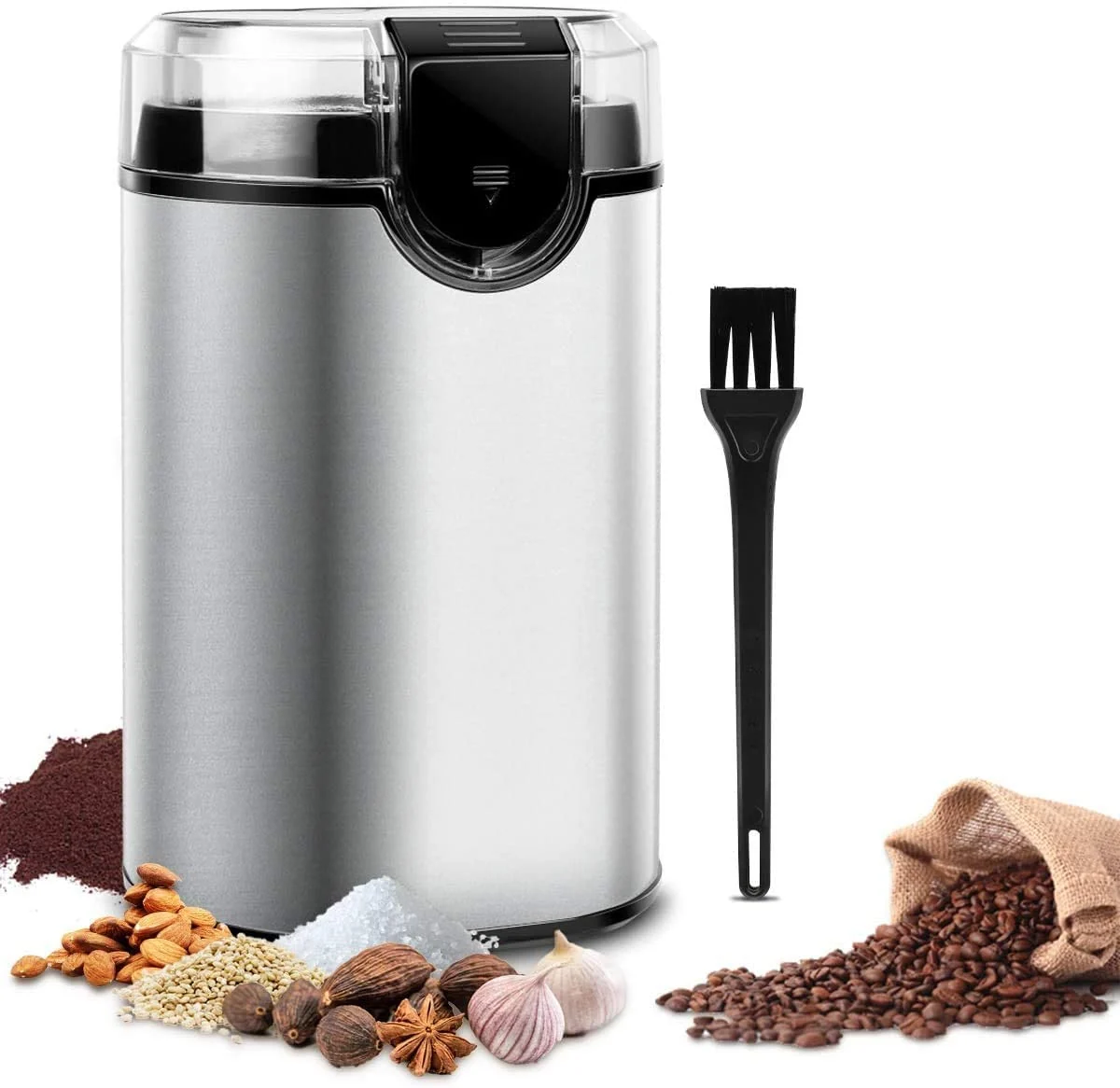 Keenstone Coffee Grinder Electric Coffee Bean Grinder Stainless Steel Spice Mill Grinder with Noiseless Motor Cleaning Brush for Grinding Spices Pepper Herbs Nuts 150W 70g 2.5oz Capacity Modern