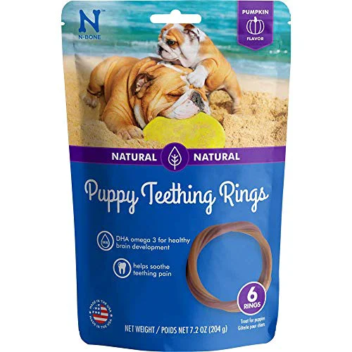 Top-Quality N-Bone Puppy Teething Rings — Pumpkin Flavor 6 Count Environmentally Friendly