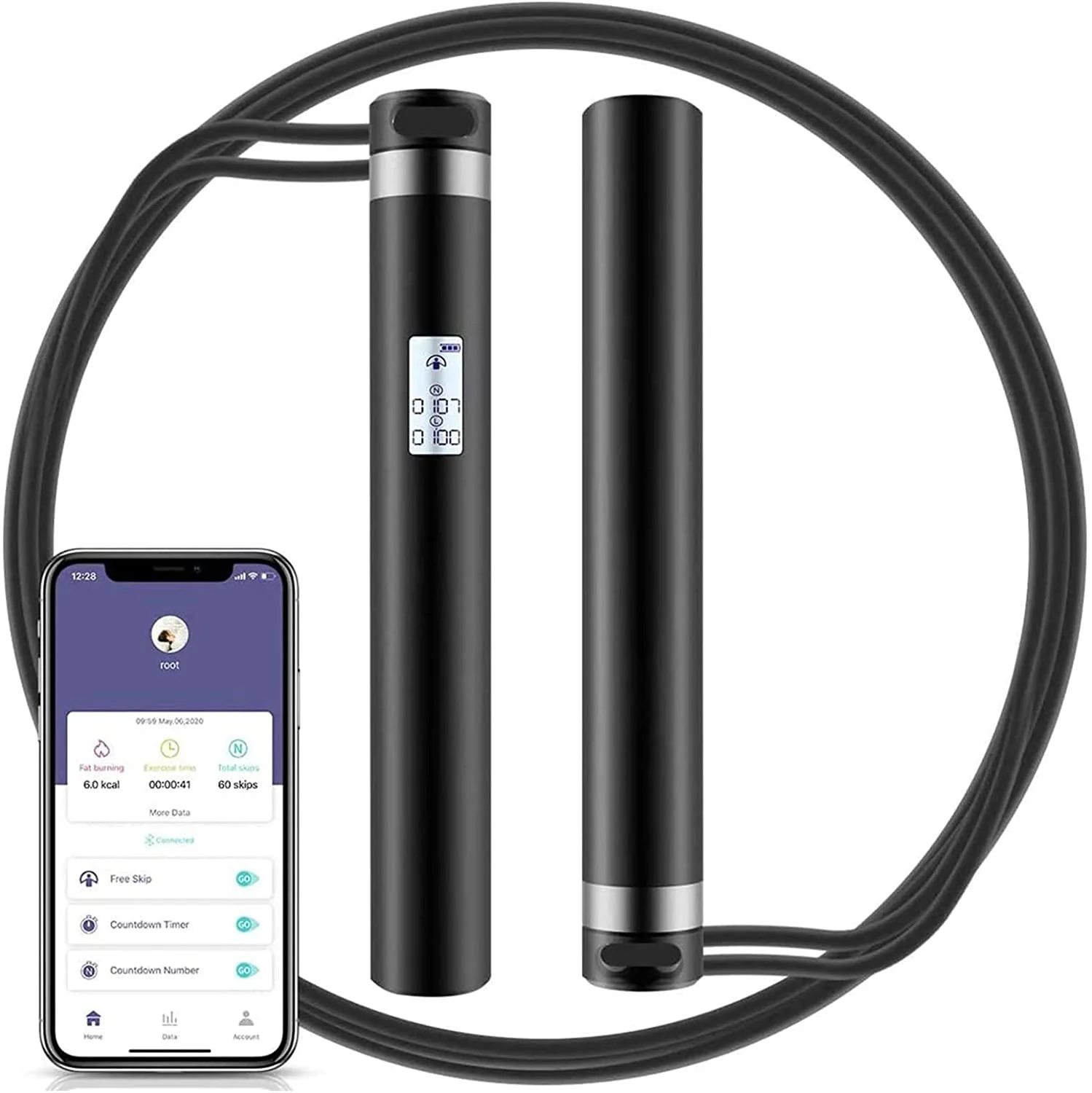 Easy-to-Use Jump Rope Smart Jump Rope with APP Data Analysis USB Rechargeable Skipping Rope with HD LED Display for Fitness Crossfit Gym Burn Calorie - Adjustable Jumping Rope for Men Women Kids Girls Premium Material