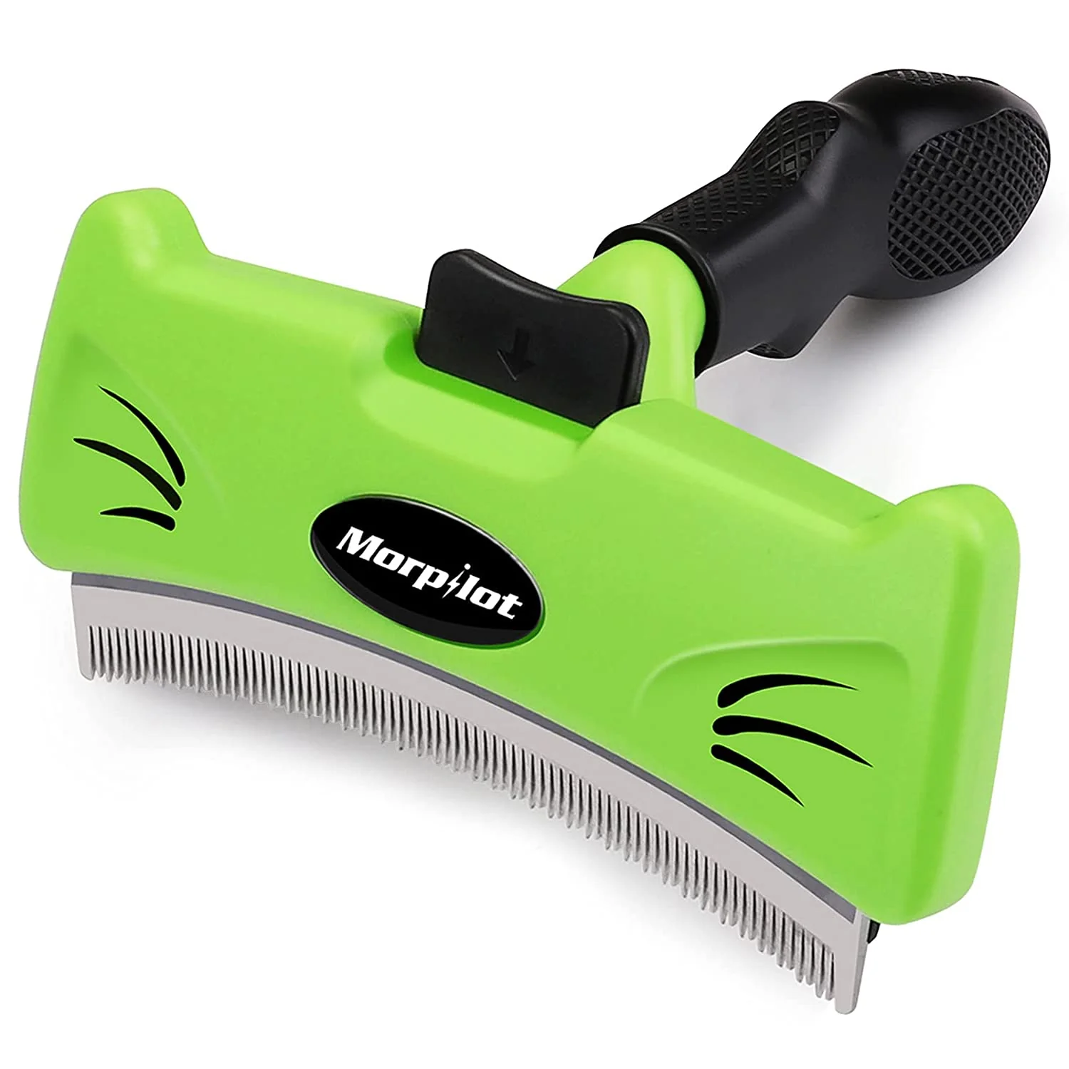 Detailed Morpilot Pet Grooming Brush Deshedding Dog Brush with Quick Self Cleaning Professional Pet Comb Removes Loose Hair and Combats Reduces Shedding Up To 95 Deshedding Brush for Dogs and Cats L Smart