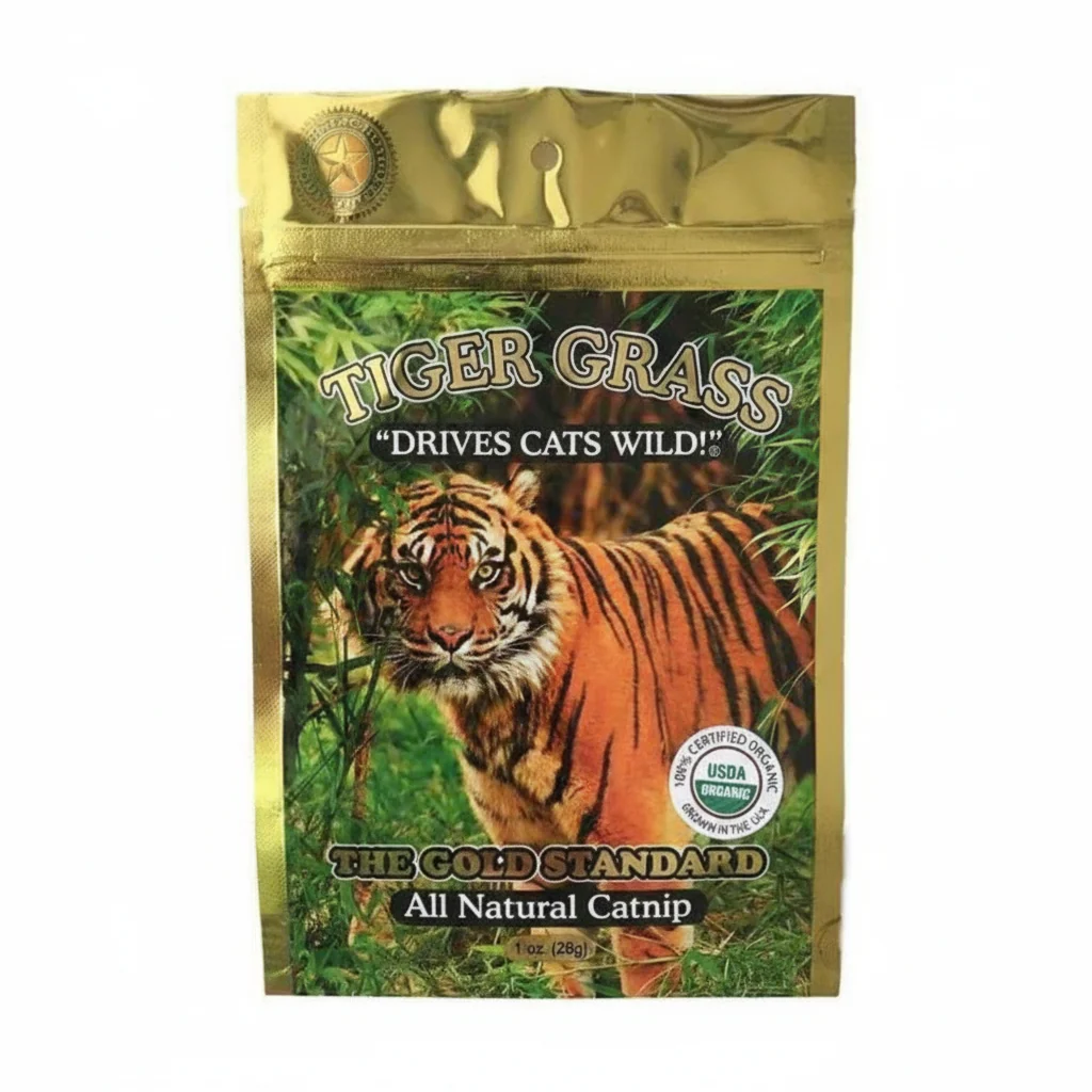 High-Quality Tiger Grass Premium Organic Catnip — 1 oz Foil Bag Smooth