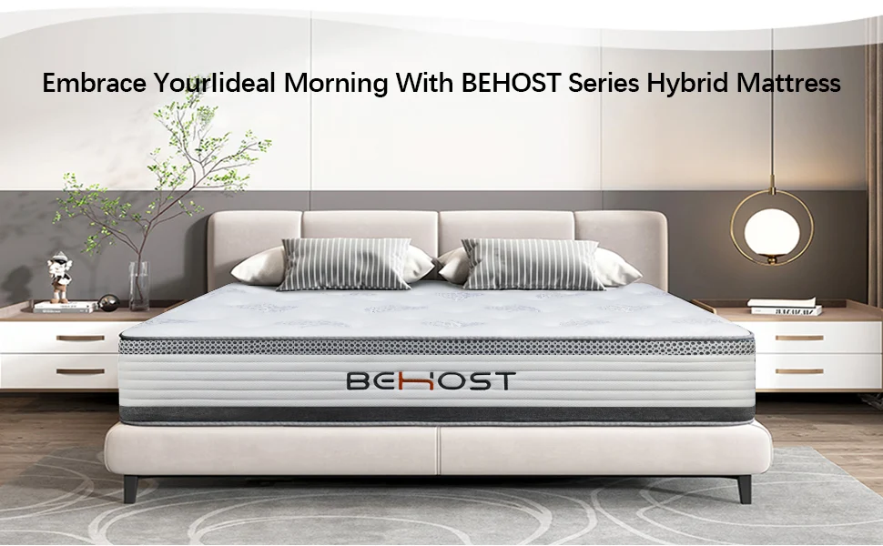 Quality Behost 10 King Innerspring Mattress in a Box Memory Foam and Individual Pocket Spring Medium Firm Mattress Pressure Relief and Supportive Clean