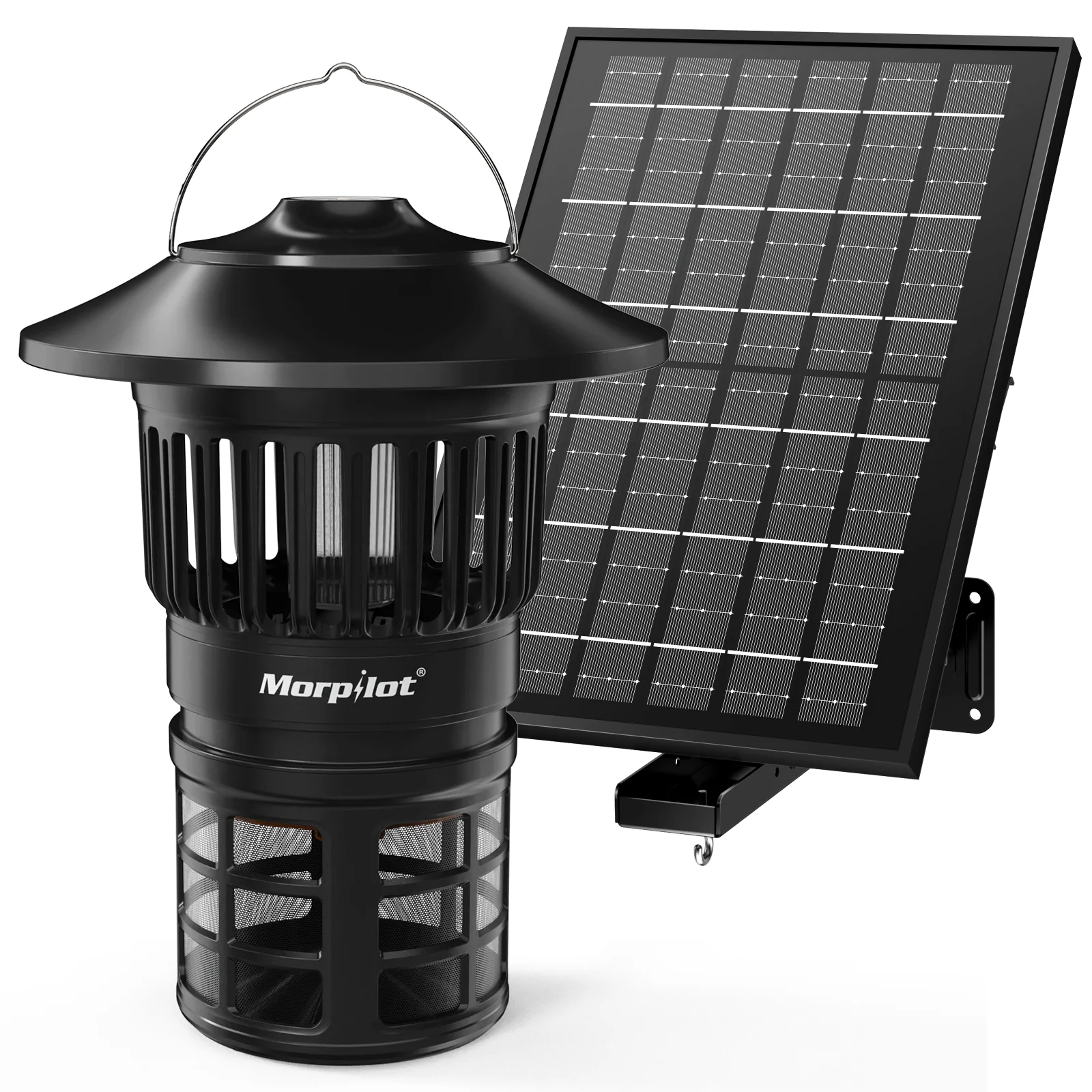 Exclusive Solar Powered Insect Mosquito and Fly Trap 30W Solar Panel 5000mAh Battery Light Sensor from Dusk to dawn for Yard Garden Street Basketball Court Effective