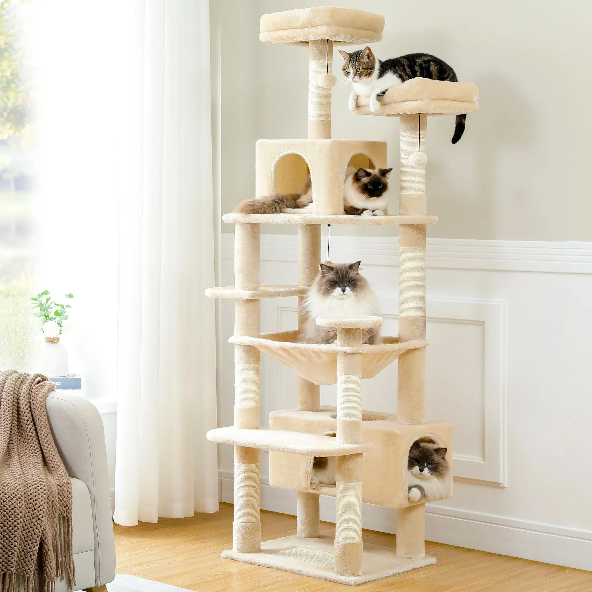 Flexible 1 Multi-Level Cat Tree Cat Tower with Scratching Post Healthy
