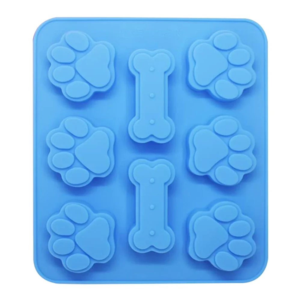 Certified Dog Paw Bone Shaped Kitchen Silicone Pet Treat Molds 8-Cavity Official