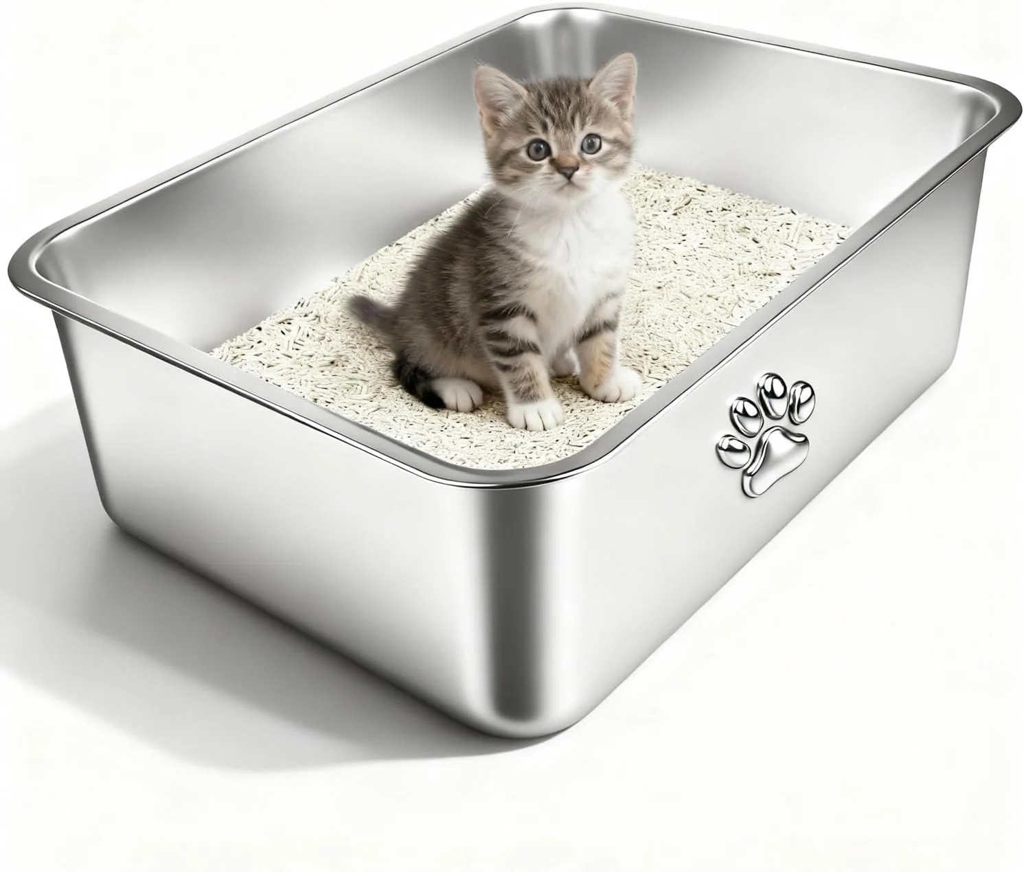 Eco-Friendly Steel Litter Box Metal Cat Litter Box with High Sides Absorbs Consistent