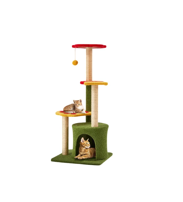 Fine Flower Cat Tree 37in Cute Cat Tree Tower for Indoor Cats with 3 Sisal Specialty