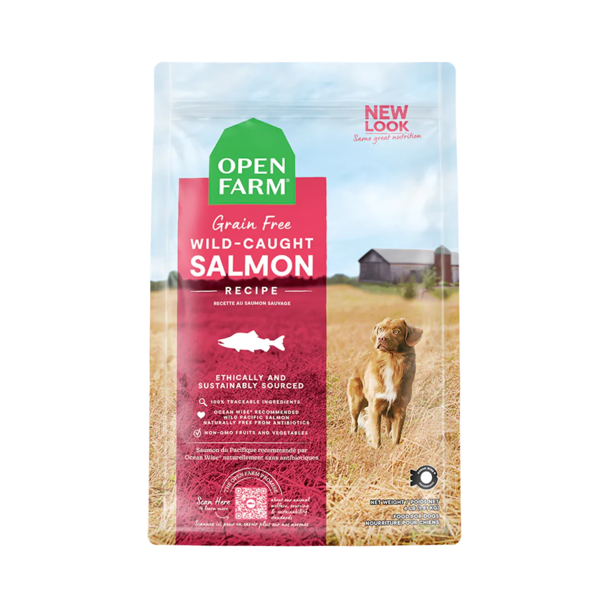 Lightweight Open Farm Wild-Caught Salmon Grain- Dry Dog Food Sustainable