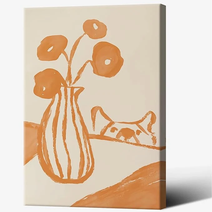 Smooth Funny Sneaky Dog Poster Retro Still Life Kitchen Canvas Wall Art Modern Abstract Floral Watercolor Animal Prints Painting For Living Room Kitchen Dining Room Wall Decor 16x24in Wrapped CanvasAbout This Practical