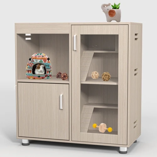 Green Guinea Pig Cage 4 Tiers Hamster Cage Wooden With Lockers Sustainable