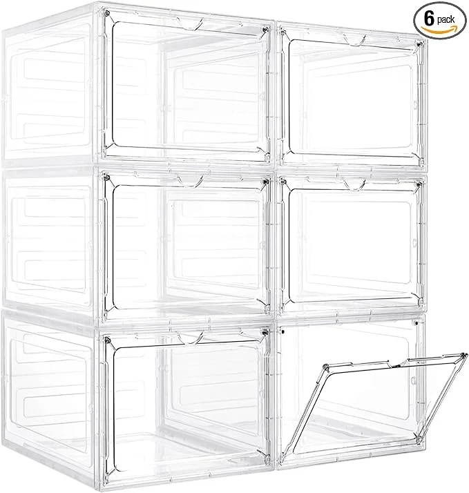 Natural Storage Bins with Lids 6 Pack Clear Plastic Storage Containers with Magnetic Acrylic Door 19 Qt Stackable Storage Box for Home Office OrganizingAbout ThisOverview Original Design