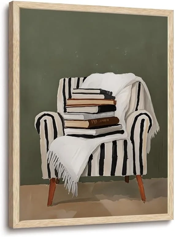Unique XJYISUO Framed Wall Art Cozy Books Canvas Art Modern Reading Pictures Wall Decor Farmhouse Paintings Neutral Artwork For Living Room Bedroom StudyAbout This Specialty